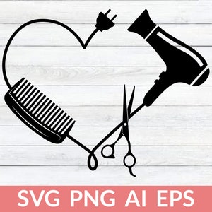 Hair Stylist Heart Svg, Hair Dresser Love Svg, Hair Hustler Svg, Hair Therapist Svg, Beautician Svg, Cosmetology Cut File For Cricut, Png
