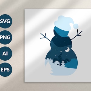Snowman Paper Cut 3D, Snowman Shadow Box Template, Winter Craft Decoration Svg, Winter Layered Papercut, Snowman Family, Files For Cricut