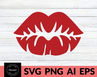 May include: Red lips with a white outline and a decorative design inside. The lips are isolated on a white background.