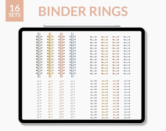 Digital Binder Rings Realistic png, Digital Planner Rings, Metalic Digital Rings, Rose Gold Silver Digital Rings, Realistic Digital Rings
