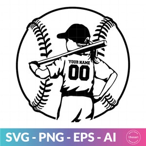 Baseball enfant Svg, Svg nom personnalisé, Baseball fille Svg, équipe de baseball Svg, Clipart baseball