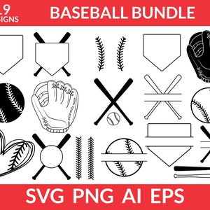 Baseball svg Bundle, Baseball Stich svg, Baseball Silhouette svg, Baseball Ball svg, Baseball Threads svg, Baseball Bat svg, Home Plate