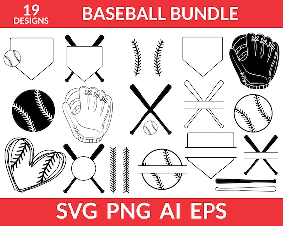 Baseball svg Bundle, Baseball Stitches svg, Baseball Silhouette svg, Baseball Ball svg, Baseball Threads svg, Baseball Bat svg, Home Plate