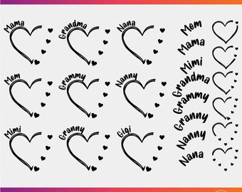 Custom Heart Grandkid Name Svg, Custom Text Heart Svg, Personalized Mom Shirt Svg, Heart Svg Names