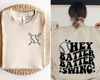 Hey Batter Batter Swing SVG PNG, Baseball Mom Svg, Retro Baseball Svg, Groovy Baseball Svg, Baseball Season Svg Cut Files For Cricut