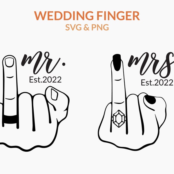 Wedding Finger svg, Bague de fiançailles svg, Mr et Mme Est 2022 svg, bague diamant svg, bague diamant mariée, mari femme svg, mari femme svg