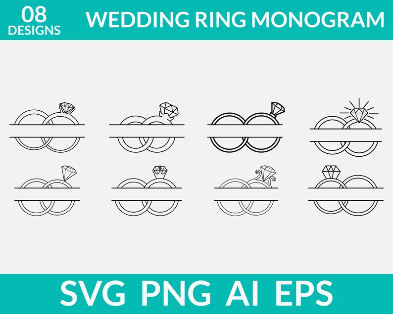 Wedding Ring Monogram Svg, Engagement Ring Monogram Svg, Mr and Mrs Svg ...