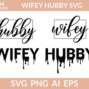 Wifey Hubby Couples svg Bundle, Wifey svg, Hubby svg, marido y mujer svg, Novia y novio svg, Aniversario de boda svg, Luna de miel svg