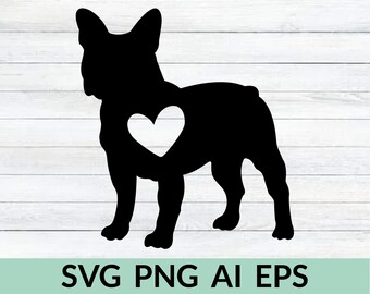 Français Bulldog Heart Svg, Dog Frenchie Lover Svg, Français Bulldog Cricut Cut File, Français Bulldog Silhouette, Frenchie Dog Svg, Frenchie Png