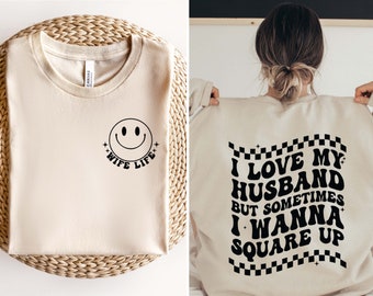 Funny Wife SVG PNG, I Love My Husband Svg, Wife Life Svg, Square Up Svg, Married Couple Svg, Wife Shirt Svg, Sarcastic Wife Svg Cut Files