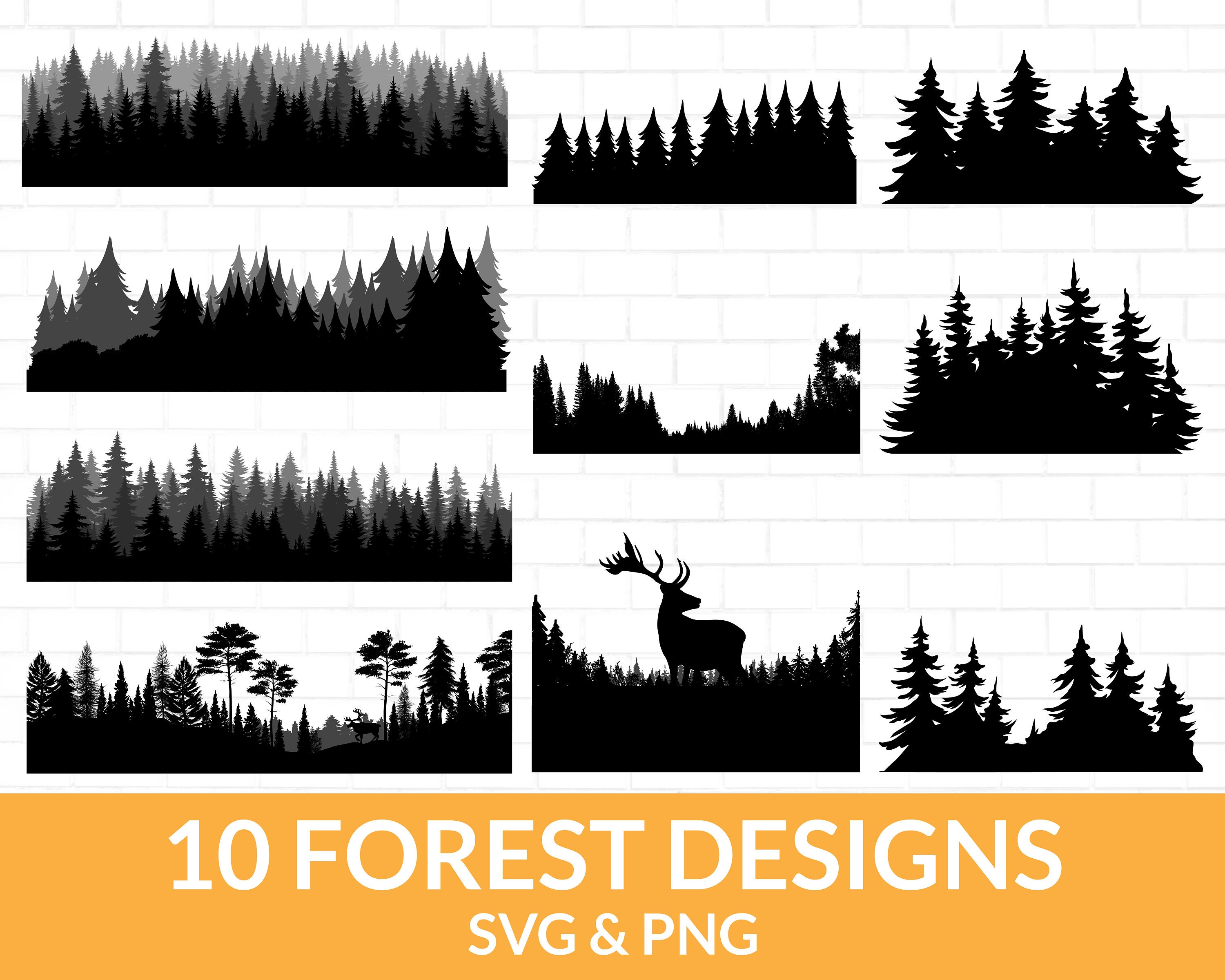 Forest Trees Silhouette Svg Bundle, Treeline Silhouette Svg Forest ...
