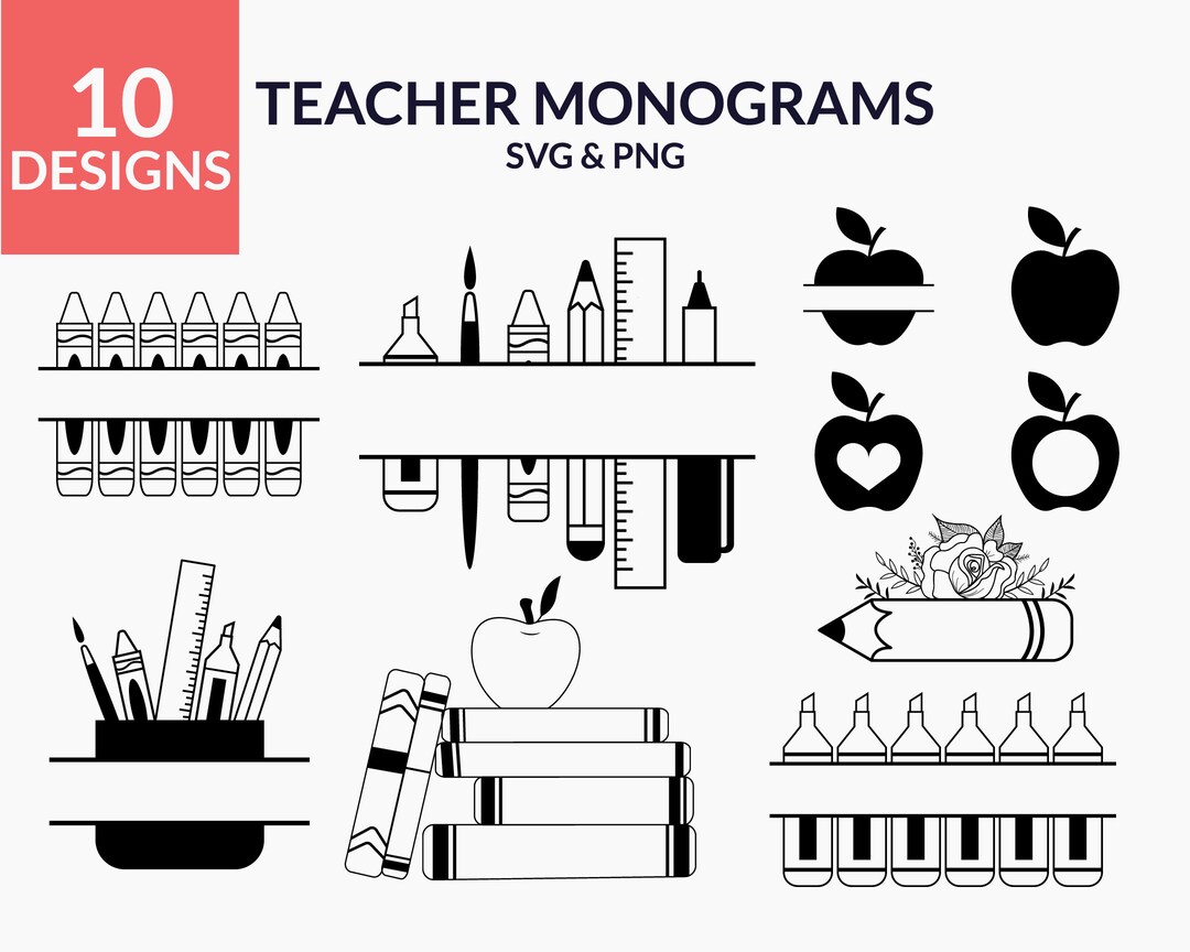 Teacher Monogram Svg, Teacher Shirt Svg, Back to School Svg, Crayon Svg ...