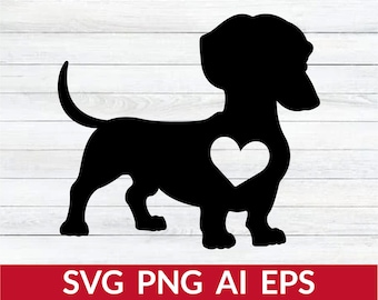 Jamnik Svg, Jamnik Pies Svg, Jamnik Plik Svg, Jamnik Serce Svg, Miłośnik Psów Svg, Jamnik Serce Svg, Jamnik Plik Cięcia Dla Cricut