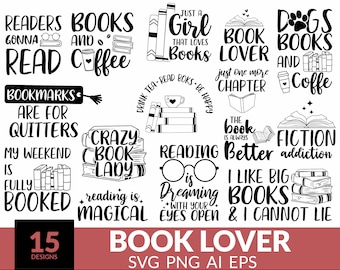 Book Lover svg Bundle, Book svg, Reading svg Bundle, Reader Cricut, Book Quotes, Library svg, Reading Books svg, Cut Files For Cricut