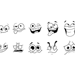 Cartoon Faces SVG Bundle, Emojis Expression Svg File, Emotion Face SVG ...