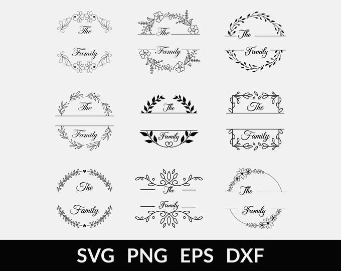 Family Name Monogram Svg Bundle Hand Drawn | Wedding Monogram Svg ...