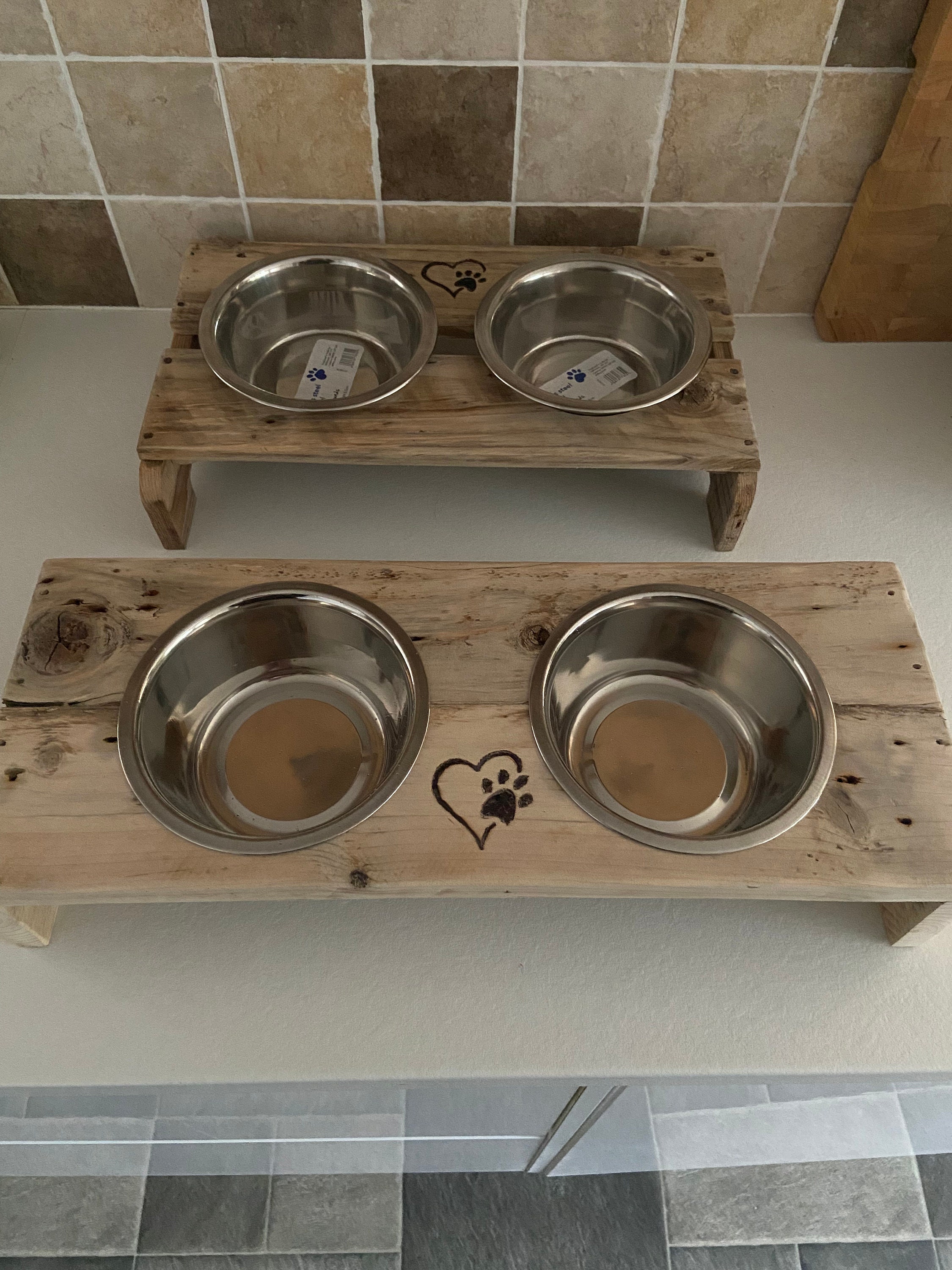 Handmade pet feeding stations. Different sizes available and Etsy