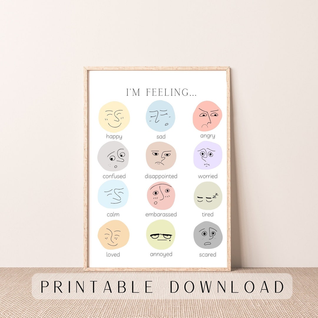 Feelings Emotions Printable Sign Instant Digital - Etsy