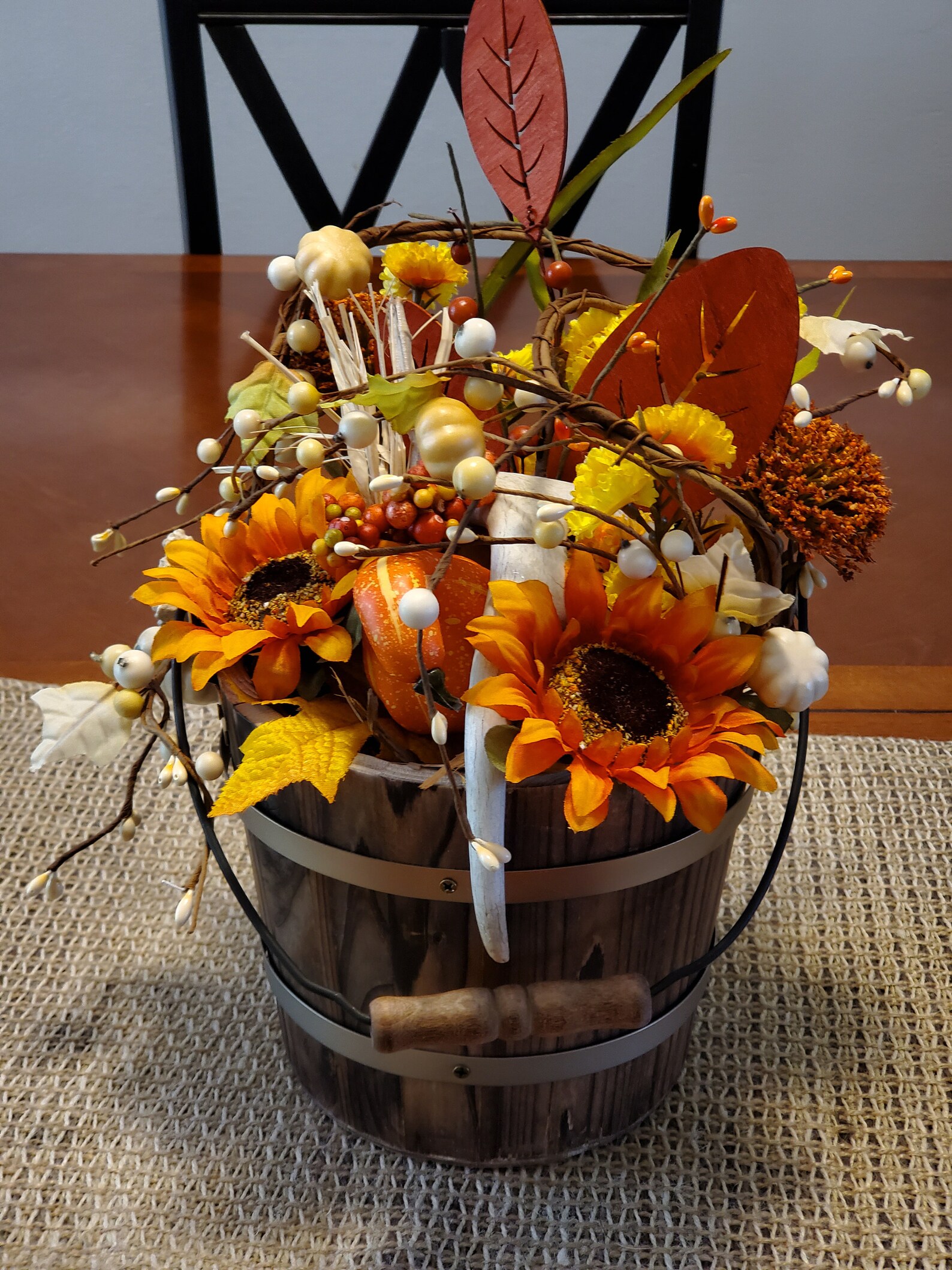 Fall Wooden Pail Centerpiece with Naturally Shed Antler Etsy