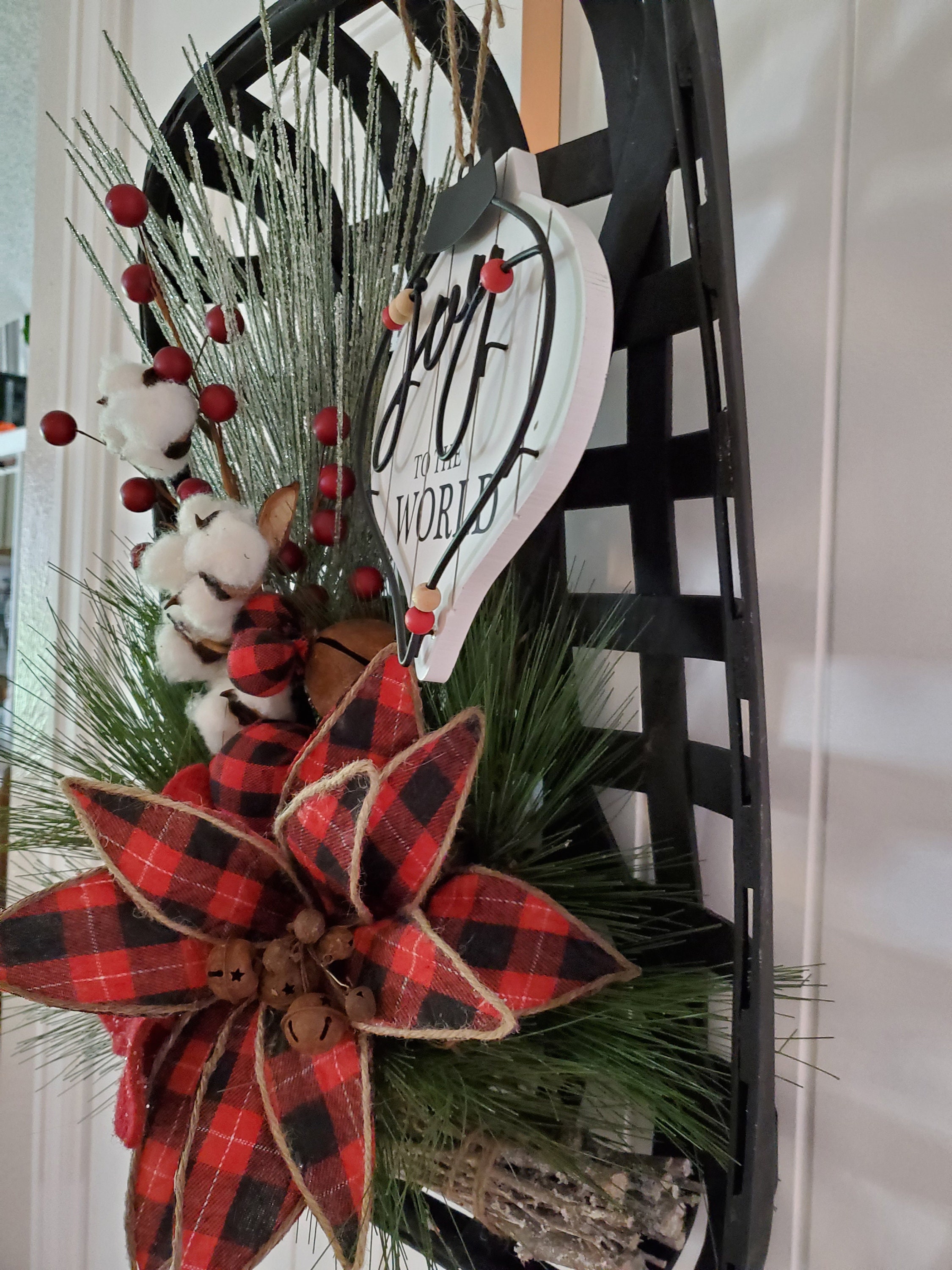 Black Tobacco Basket Christmas Wreath Etsy