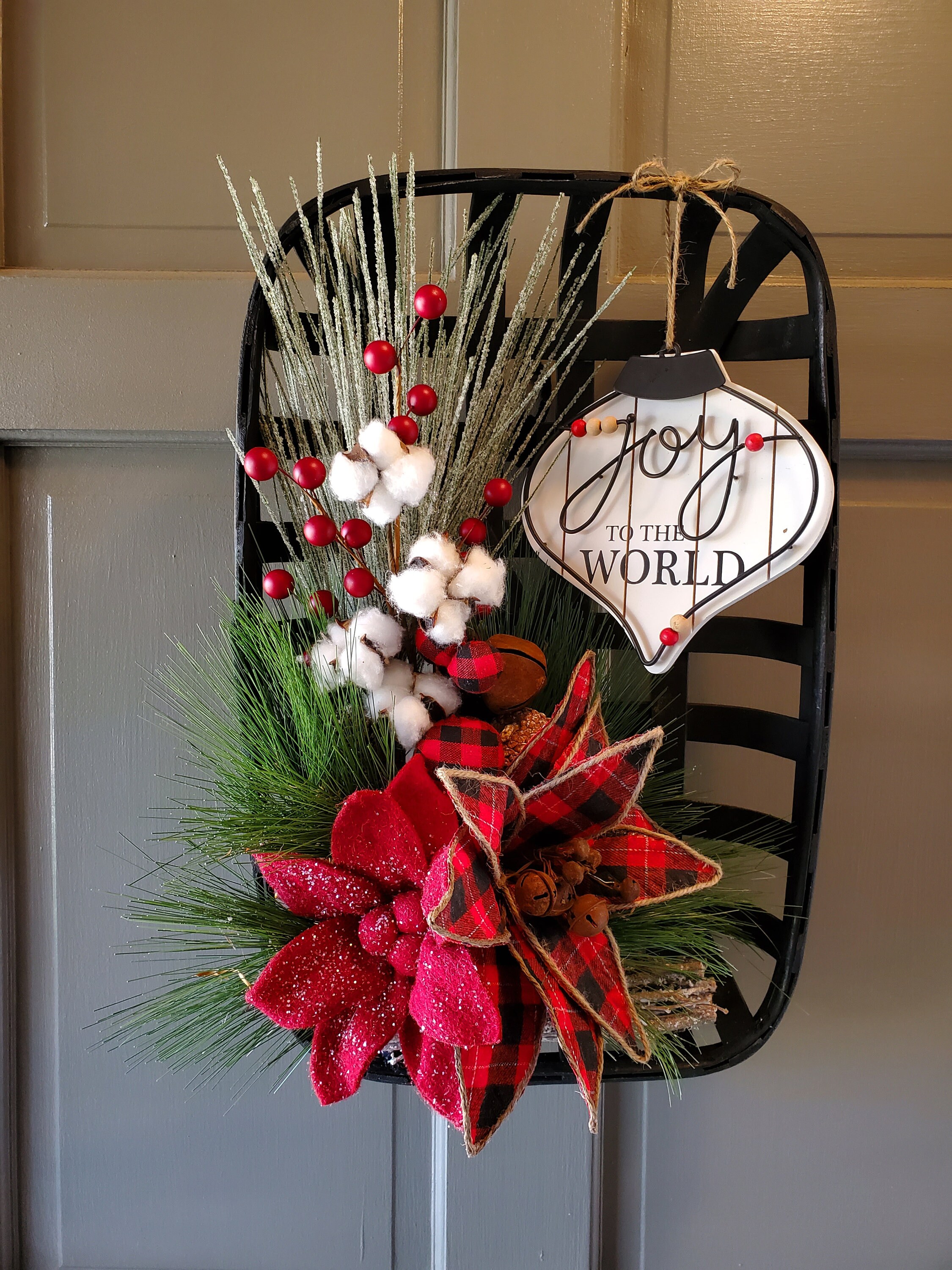 Black Tobacco Basket Christmas Wreath Etsy