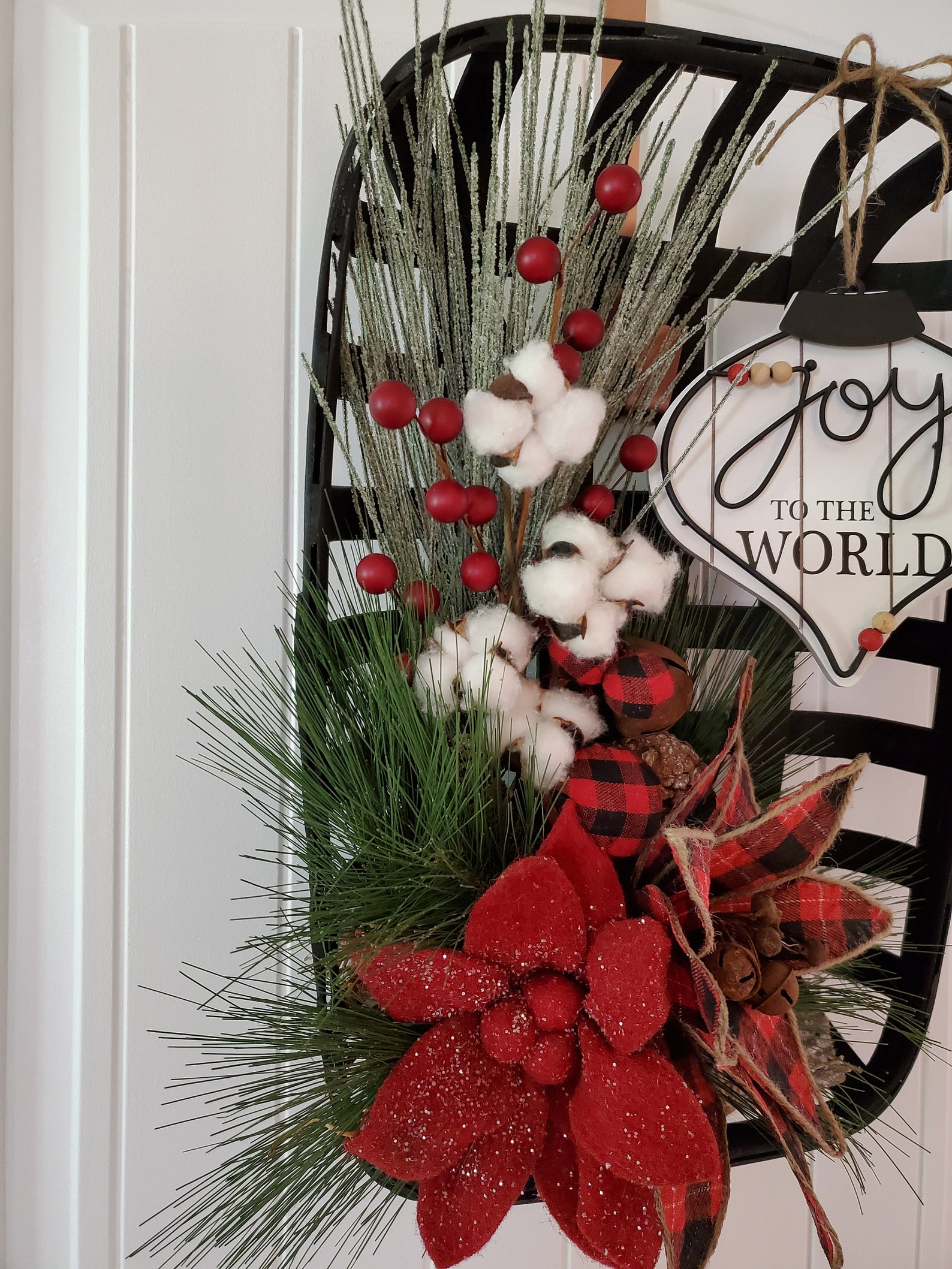 Black Tobacco Basket Christmas Wreath Etsy