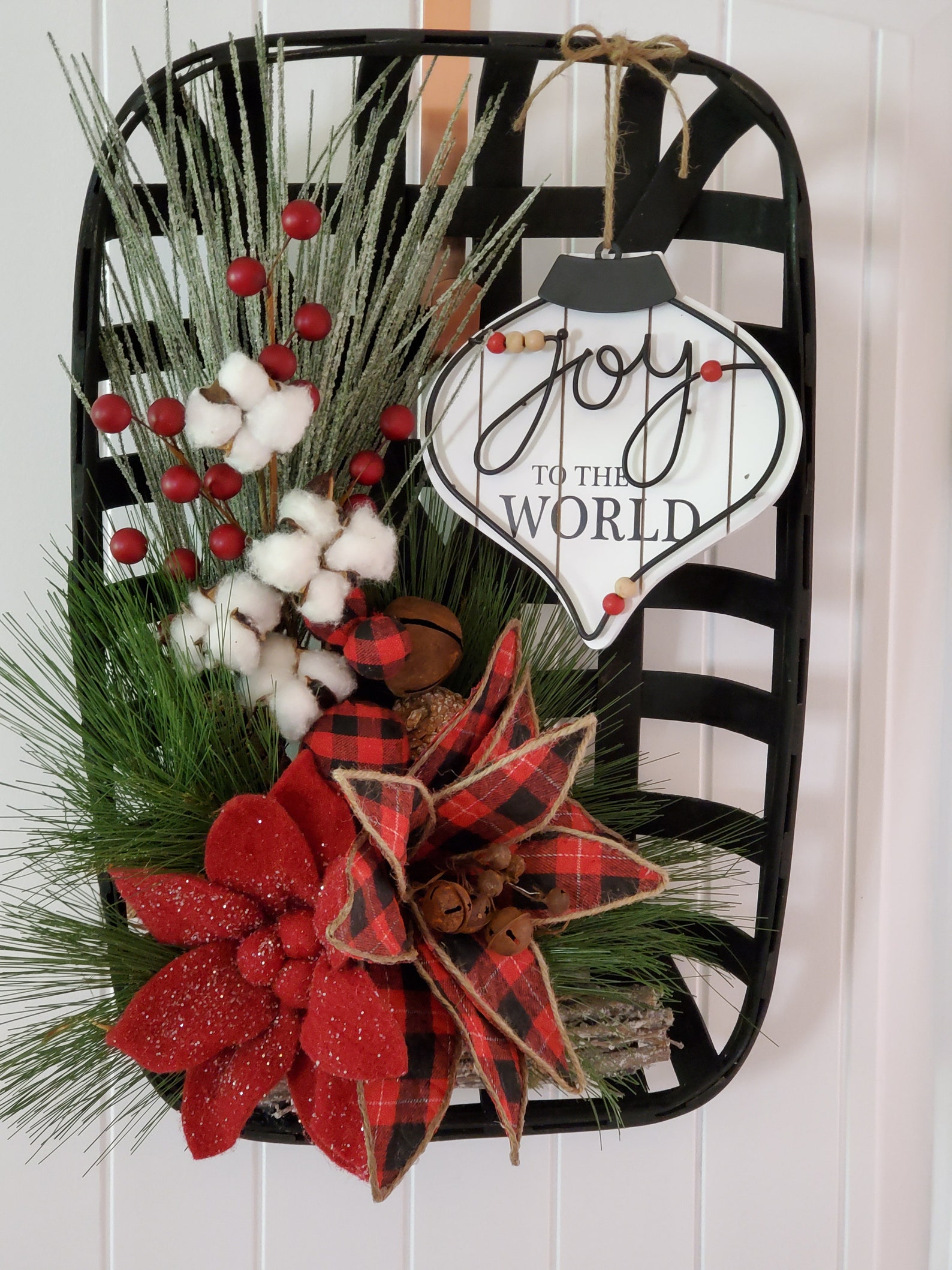 Black Tobacco Basket Christmas Wreath Etsy