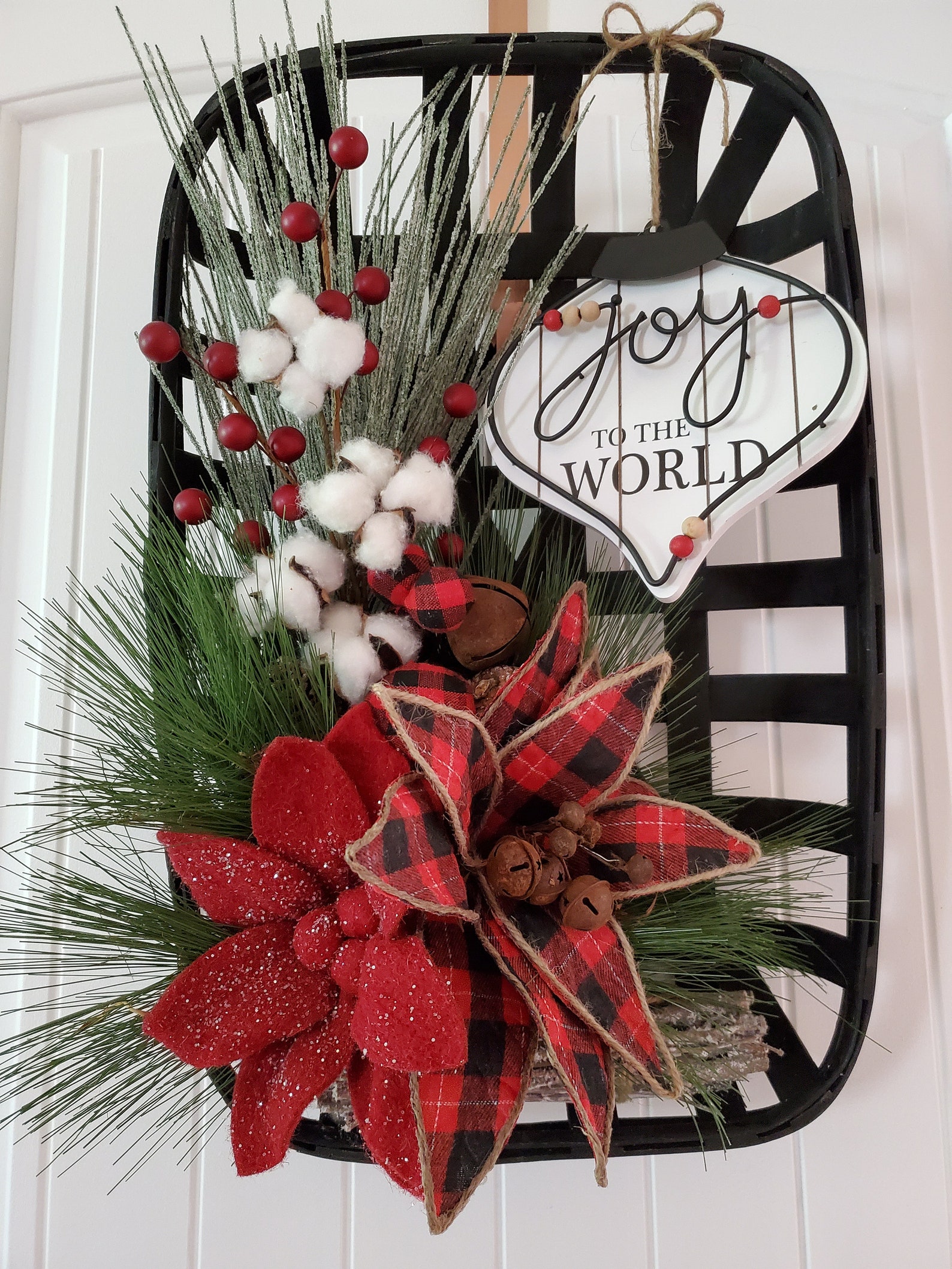 Black Tobacco Basket Christmas Wreath Etsy