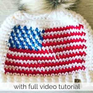 Gorro de EE. UU., patrón de bandera estadounidense, patrón de crochet de bandera estadounidense, gorro de gorro estadounidense, gorro de gorro de bandera estadounidense, patrones de gorro de crochet fáciles