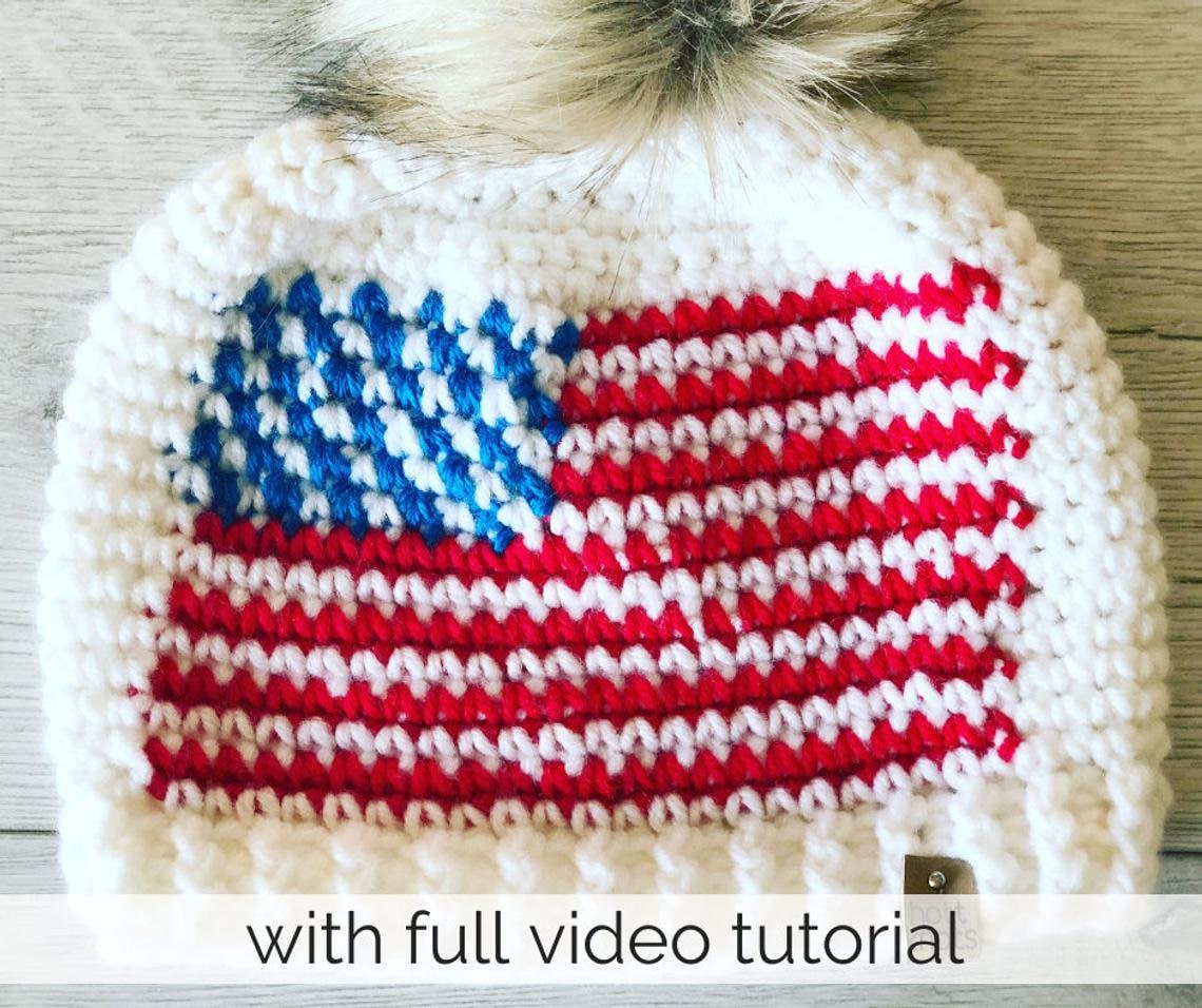 30 American Flag Crochet Patterns to Show Your Patriotic Style 22 USA American Flag Beanie Crochet Pattern