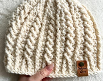 Patrón de gorro de punto trenzado acanalado (patrón en PDF)
