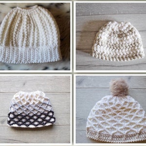 Easy crochet hat patterns, easy beanie crochet patterns, crochet beanie pattern, crochet beanie, crochet messy bun beanie, ponytail beanie