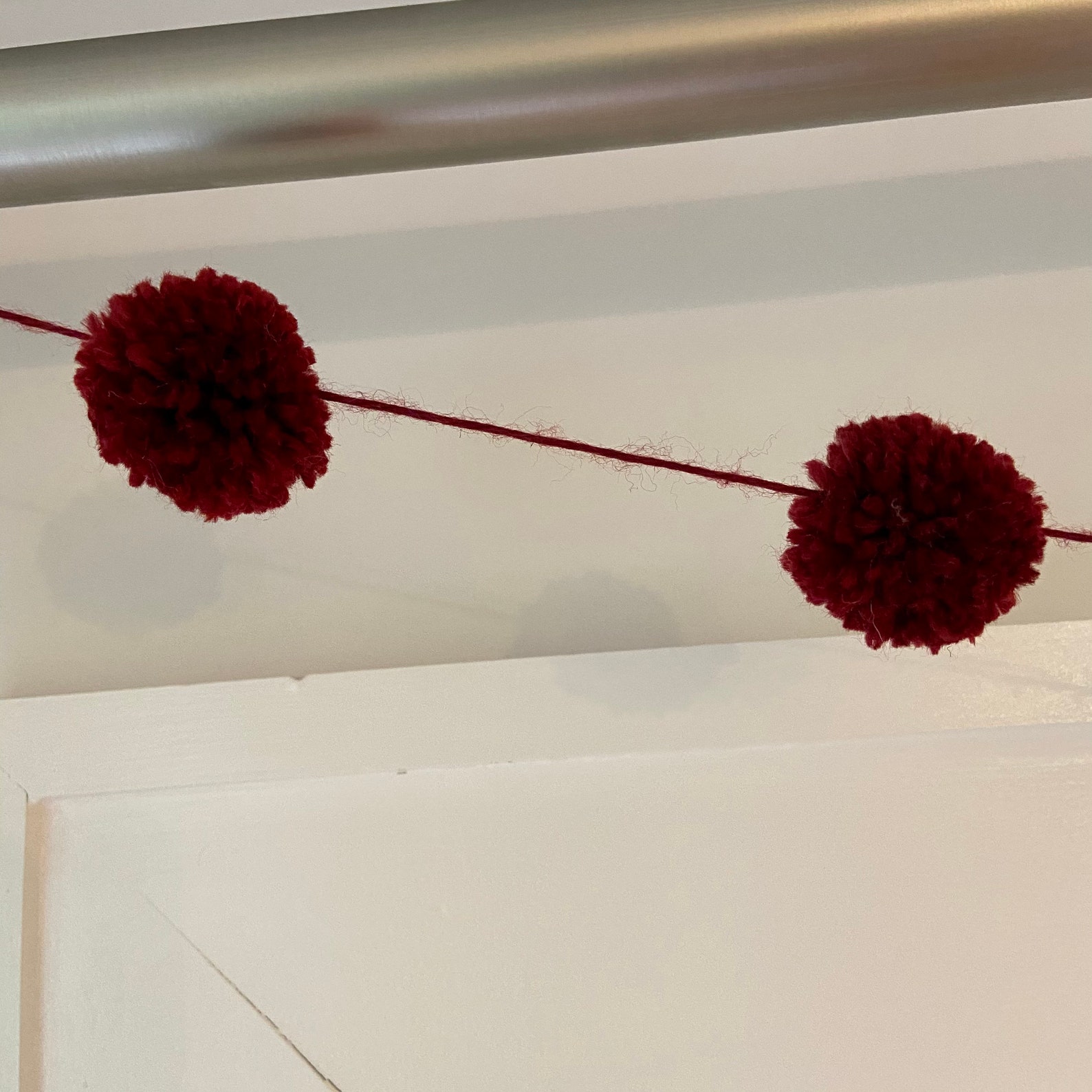 Maroon Burgundy Pompom Garland Christmas Valentines Mid Etsy
