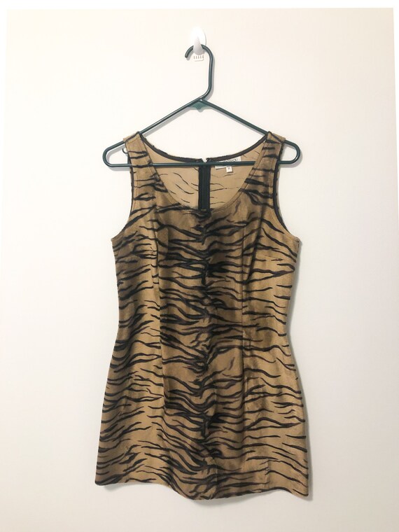 Y2K Faux Fur Tiger Print Mini Dress