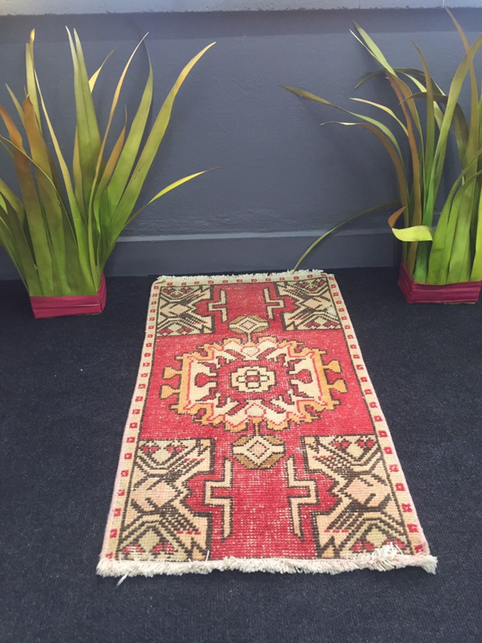 Wool Rug, Vintage Rug, Small Rug, Door Mat, Turkısh Rug, Handmake Rug, Carpet, Boho Decor, 45x82