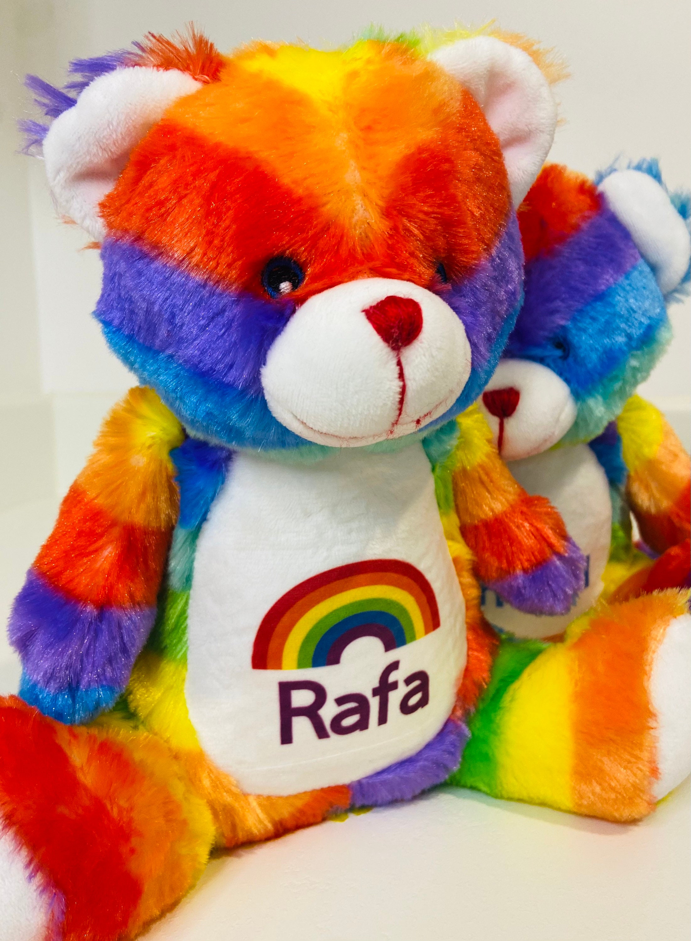 Personalised Rainbow Teddy bear printed baby safe gift Etsy