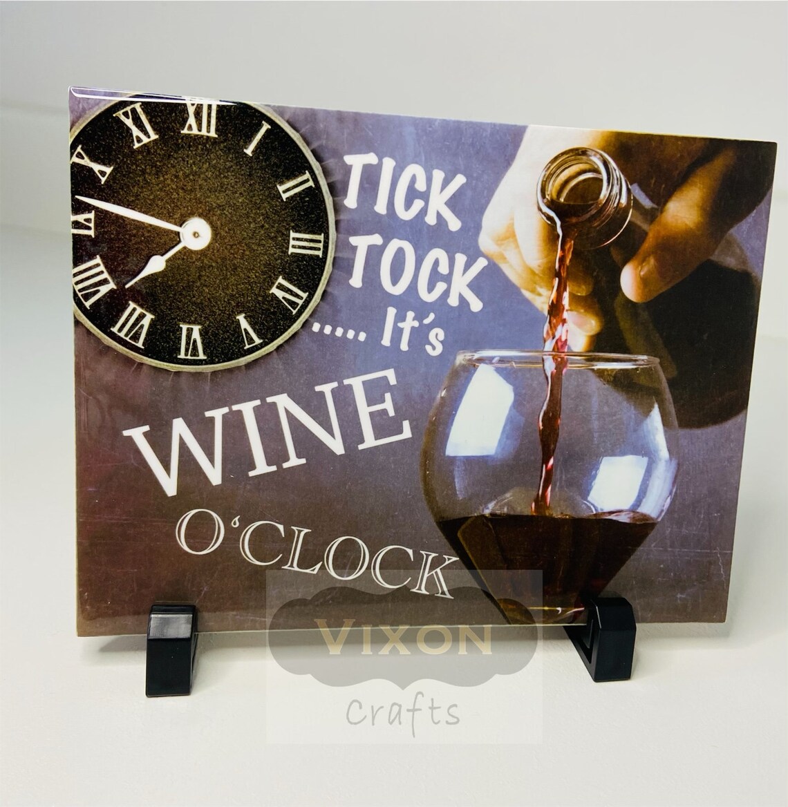 Ceramic printed tile tick rock its wine oclock high quality Etsy