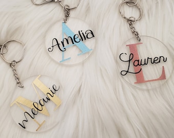 Custom Name and Initial Keychain| Great Stocking Stuffer | Party Favors | Name Tag |