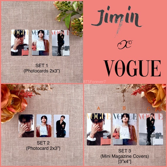 BTS 2023 Jimin X Vogue Korea Mini Magazine Cover 3 in X 4 In