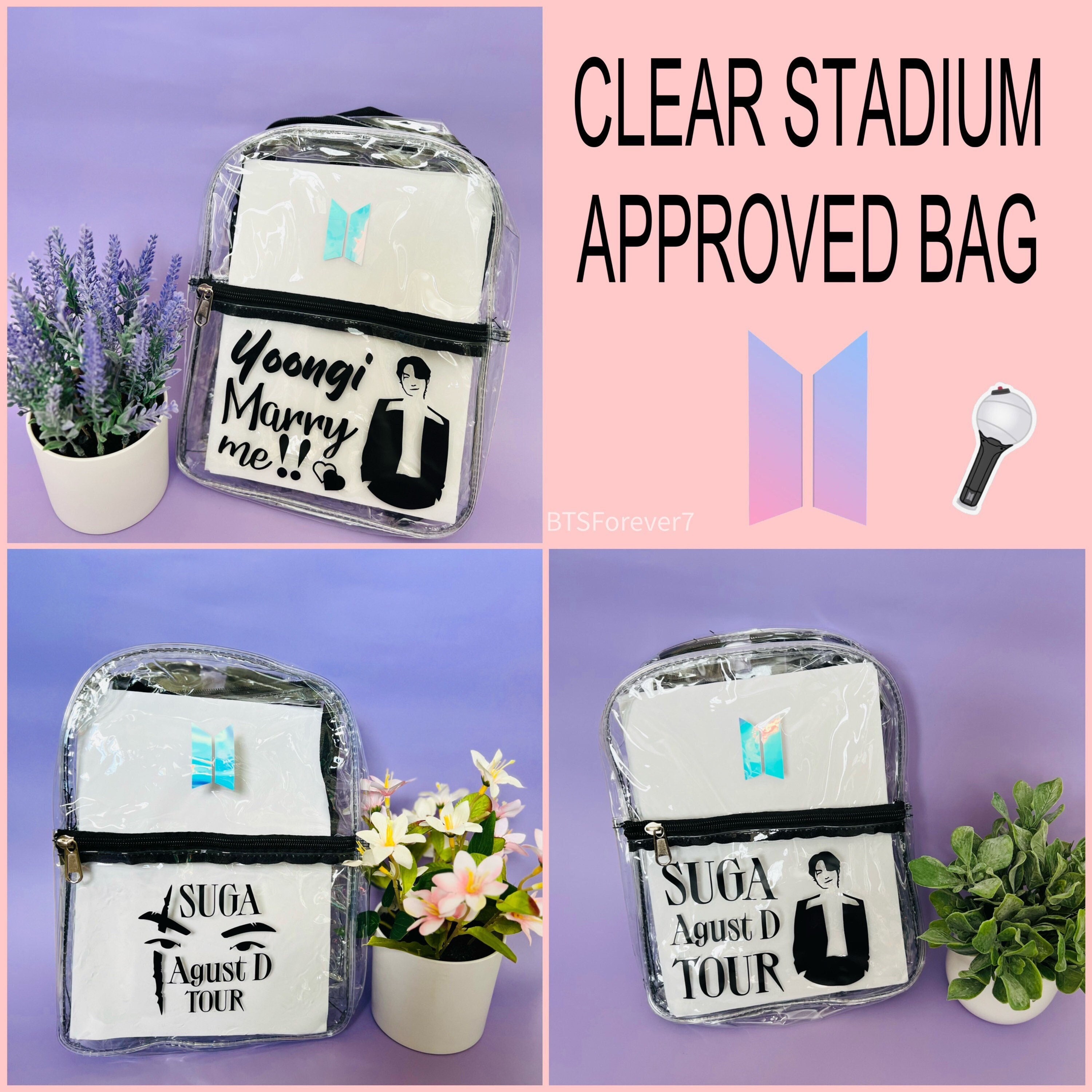BTS SUGA Yoongi Agust D Tour Clear Backpack Stadium 