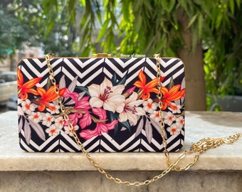 Floral printed clutch,quirky clutch,girlfriend gift,bridesmaid gift,fashionable bag,valentine gift,multicoloured bag,handmade gift for her