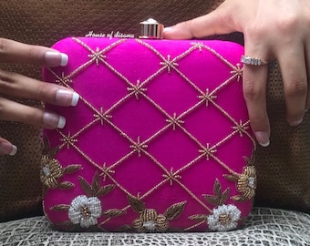 Handmade Embroidered Clutch: Indian Wedding Evening Bag