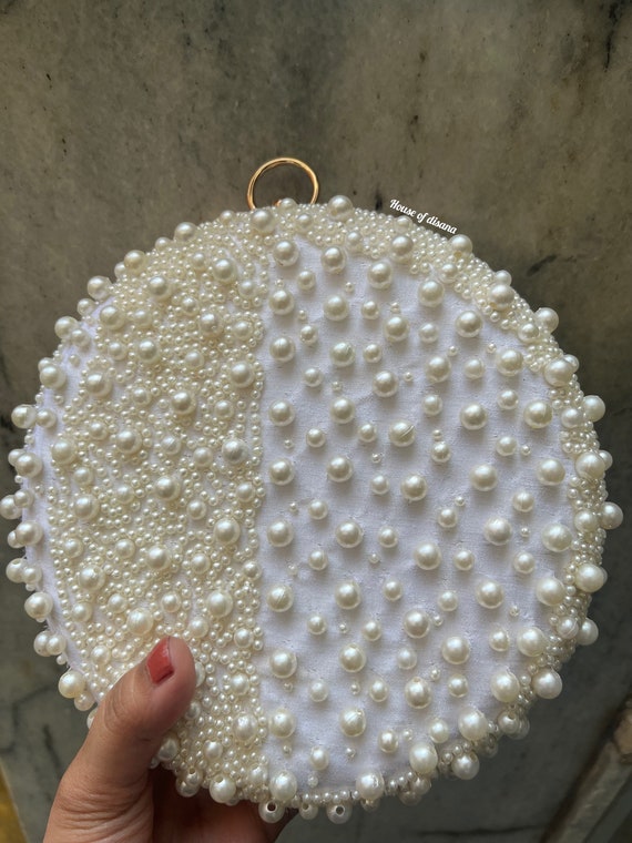 Glitter Bling,Shiny Glamorous,Elegant,Exquisite Mini Circle Bag Rhinestone  & Faux Pearl Decor Ring Handle Glamorous For Party Dinner Bag,Evening Bag  Rhinestone For Party Girl,Woman,For Female Perfect For  Party,Wedding,Prom,Dinner/Banquet,For Best Gift ...