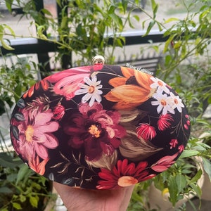 Floral printed oval clutch,quirky clutch bag,girlfriend gift,gifts for her,bridesmaid gift,flower clutch,everyday bag,multicoloured bag image 1