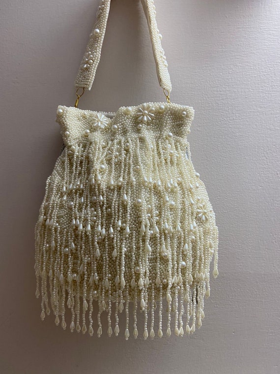 Pochette Perle Bianche Borsa Potli Con Goccioline Di Perle, Borsa - Main Image