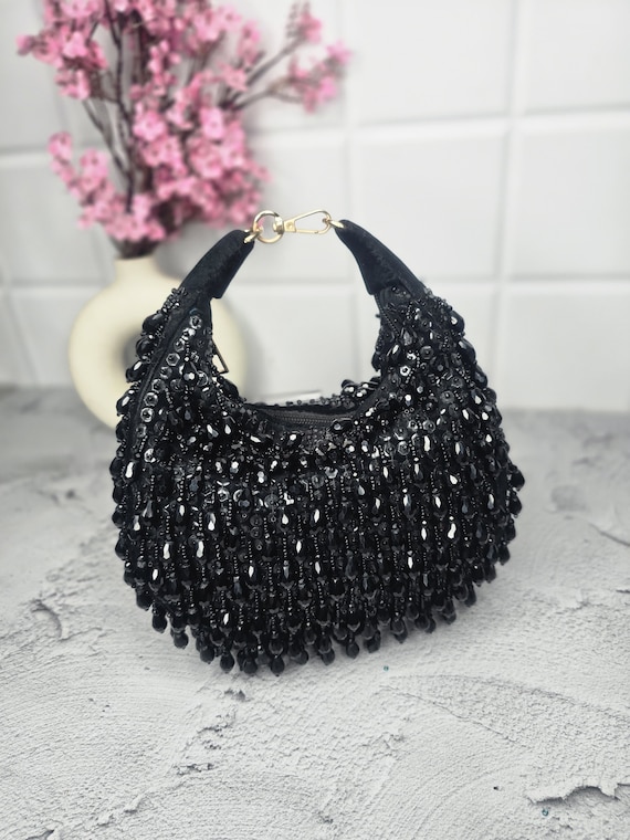 高級ガラスビーズ ショルダーバッグ 