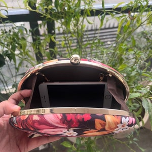 Floral printed oval clutch,quirky clutch bag,girlfriend gift,gifts for her,bridesmaid gift,flower clutch,everyday bag,multicoloured bag image 5