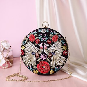 Falcon handmade clutch,embroidered bag, evening clutch,clutch bag,bride gift,indian wedding gift,multicolour clutch,designer bag,threadwork