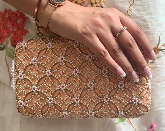 Honeycomb embroidered clutch,luxury bag,indian wedding accessory,fashionable clutch,bride gift,purses for women,south Asian gifts,purse