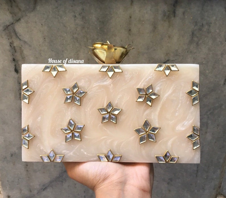 Kundan embossed Resin clutch,designer clutch,luxury bag,statement clutch,formal clutch,indian wedding accessory,south Asian gifts,mom gift image 8